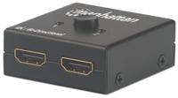 Manhattan MANHATTAN 4K bi-direktionaler 2-Port HDMI-Splitter passiv 2 poorten HDMI-splitter 4096 x 2160 Pixel Zwart