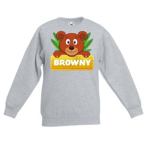 Beren dieren sweater grijs voor kinderen