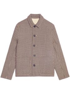 AMI Paris manteau droit à motif pied-de-poule - Marron