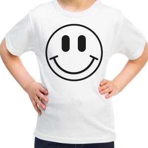 Verkleed T-shirt voor meisjes - smiley - wit - carnaval - feestkleding voor kinderen