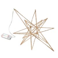 Verlichte kunststof kerstster lamp goud met warm witte verlichting inclusief timer 36 cm - Kerststerren - thumbnail