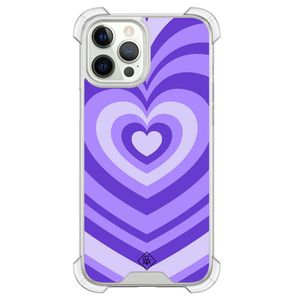 iPhone 12 (Pro) siliconen shockproof hoesje - Hart swirl paars