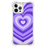 iPhone 12 (Pro) siliconen shockproof hoesje - Hart swirl paars iPhone 12 (Pro) siliconen shockproof hoesje - Hart swirl paars