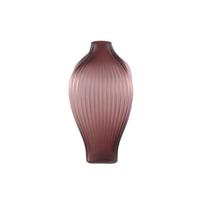 PTMD Halde Purple solid glass vase ribbed organic high - thumbnail