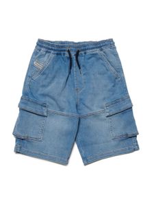 Diesel Kids short en jean à poches cargo - Bleu