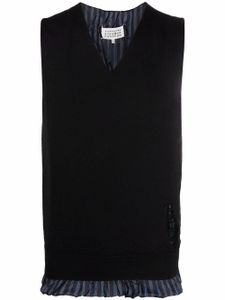 Maison Margiela débardeur à ourlet rayé - Noir