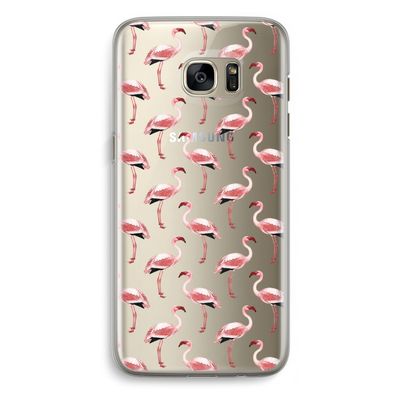 Flamingoprint groen: Samsung Galaxy S7 Edge Transparant Hoesje