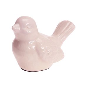 Decoratie dieren beeld vogel roze met staart omhoog 12 cm   -