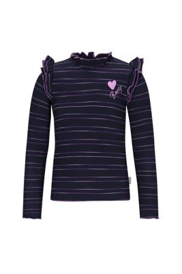 B.Nosy winter top meisjes - navy blauw/paars - Tonya - ruffles - gestreept