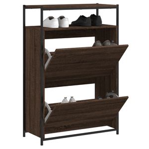 Schoenenkast 75x34x112 cm bewerkt hout bruineikenkleurig