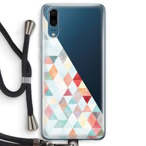 Gekleurde driehoekjes pastel: Huawei P20 Transparant Hoesje met koord