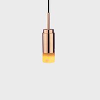 Anour Donya Onyx Cylinder Hanglamp - Amberkleurige kap - Gepolijst koper - thumbnail