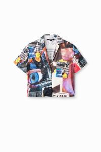 Kort resort shirt met kranten - MATERIAL FINISHES - L