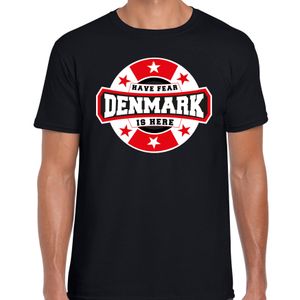 Have fear Denmark is here / Denemarken supporter t-shirt zwart voor heren