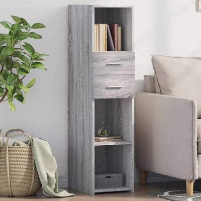Hoge kast 30x42,5x124 cm bewerkt hout grijs sonoma eikenkleur