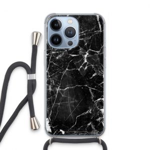 Zwart Marmer 2: iPhone 13 Pro Transparant Hoesje met koord