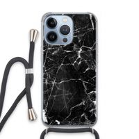 Zwart Marmer 2: iPhone 13 Pro Transparant Hoesje met koord