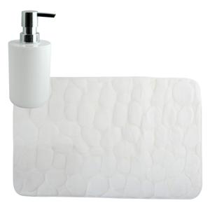 MSV badkamer droogloop mat/tapijt Kiezel - 50 x 80 cm - zelfde kleur zeeppompje - ivoor wit