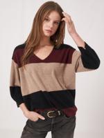 Multi gekleurde 3/4 mouw cashmere sweater Multi gekleurde 3/4 mouw cashmere sweater