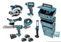 Makita dlx8100j | combiset 18v | ddf484 + dtd153 + dga504 + dhs660 + djv182 | incl. accu's en lader dlx8100j