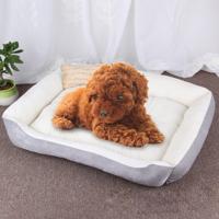 Hond bot patroon grote zachte warme kennel huisdier hond kat mat deken grootte: XS 50 × 40 × 15cm (grijs wit)