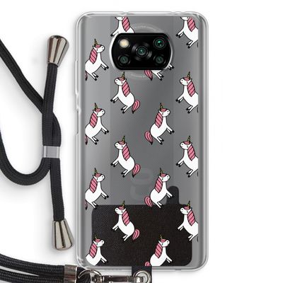 Eenhoorns overal: Xiaomi Poco X3 Pro Transparant Hoesje met koord