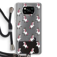 Eenhoorns overal: Xiaomi Poco X3 Pro Transparant Hoesje met koord