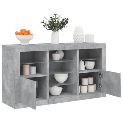 Dressoir met LED-verlichting 123x37x67 cm betongrijs