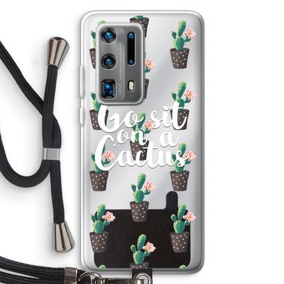 Cactus quote: Huawei P40 Pro Plus Transparant Hoesje met koord