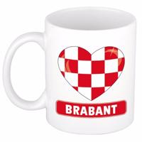 Hartje Brabant koffiemok - drinkbeker - wit - 300 ml - Brabantse vlag - koffiebeker - cadeau