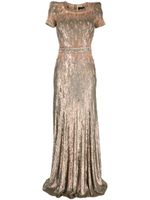 Jenny Packham robe longue Greta à sequins - Marron