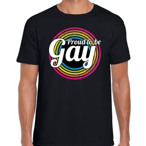 Proud to be gay regenboog cirkel / LHBT t-shirt zwart voor heren 2XL  -