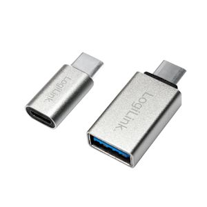 LogiLink AU0040 USB 3.1 C USB 3.0 A, Micro USB 2.0 Aluminium kabeladapter/verloopstukje