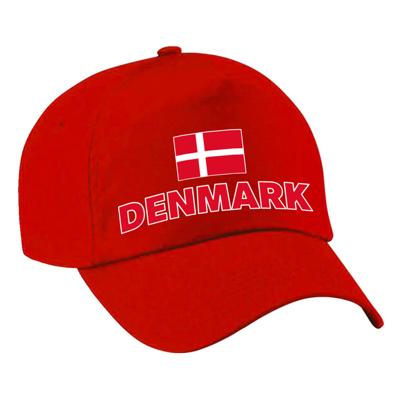 Verkleed feest pet - rood - Denemarken - vlag/landen thema - zonneklep pet