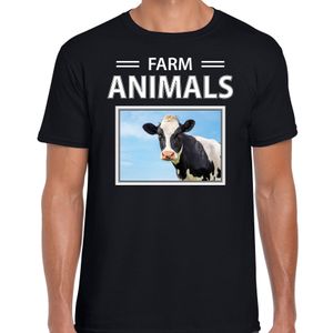 Koeien t-shirt met dieren foto farm animals zwart voor heren