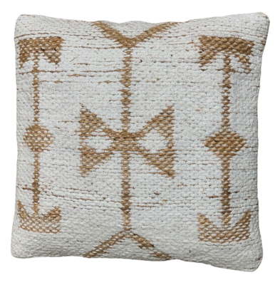 Kussen witte chenille jute 50x50