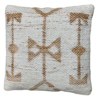 Kussen witte chenille jute 50x50