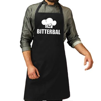 Chef bitterbal schort - keukenschort - zwart - voor heren - cadeau - Vaderdag