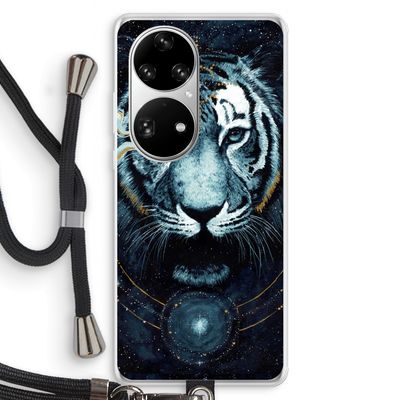 Darkness Tiger: Huawei P50 Pro Transparant Hoesje met koord