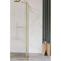 FortiFura Galeria zijwand - 40x200cm - ribbel glas - 8mm - met hoekprofiel - geborsteld messing SW797948 / SW798731 - thumbnail