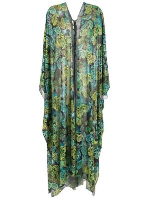 Amir Slama caftan à imprimé tropical - Vert