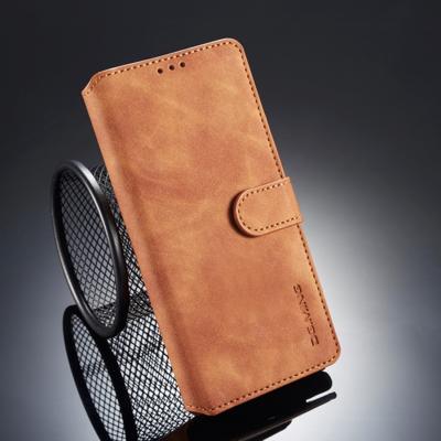 Dg. MING retro olie kant horizontale flip case voor Galaxy Note9 met houder & kaartsleuven & portemonnee (bruin)