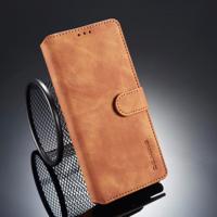 Dg. MING retro olie kant horizontale flip case voor Galaxy Note9 met houder & kaartsleuven & portemonnee (bruin)