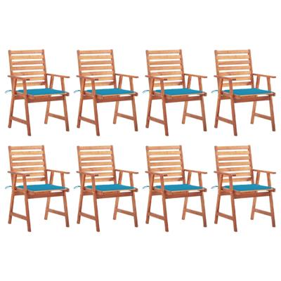 Tuinstoelen 8 st met kussens massief acaciahout