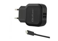 Qoltec 50188 oplader voor mobiele apparatuur Laptop, Smartphone, Smartwatch, Tablet, Telefoon, Universeel Zwart AC, DC Binnen