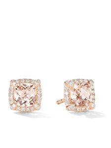 David Yurman puces d'oreilles Petite Châtelaine en or rose 18ct ornées de diamants et morganite