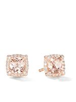 David Yurman puces d'oreilles Petite Châtelaine en or rose 18ct ornées de diamants et morganite - thumbnail