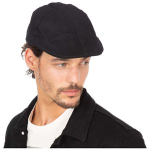 Flat cap/pet voor heren - zwart - katoen - basic hoofdmaat 58 cm