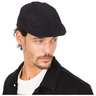 Flat cap/pet voor heren - zwart - katoen - basic hoofdmaat 58 cm
