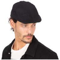 Flat cap/pet voor heren - zwart - katoen - basic hoofdmaat 58 cm